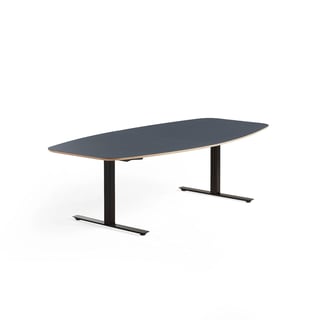 Konferencebord AUDREY, 2400x1200 mm, sort stel, støvet blå bordplade