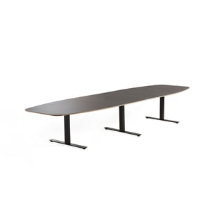 Conference table AUDREY, 4000 x 1200 mm, black frame, grey brown top