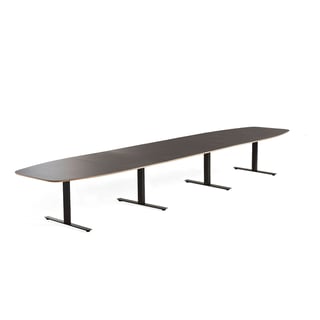 Konferencijski stol AUDREY, 5600 x 1200 mm, crno postolje, sivo smeđa ploča