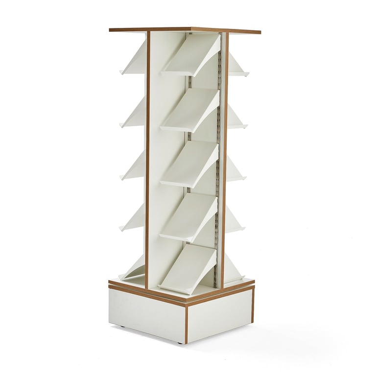 Book display rack STORY, 600x600x1710 mm, white | AJ Products