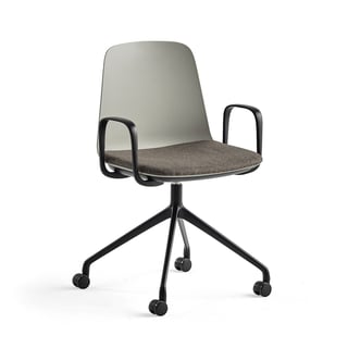 Chair LANGFORD, wheel base, grey/brown