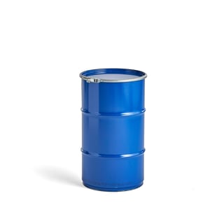 Steel drum 60 L, open head 0.5 mm, for solids, blue