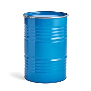 Stahlfass mit 216 Litern, OH 0,8, massiv, blau