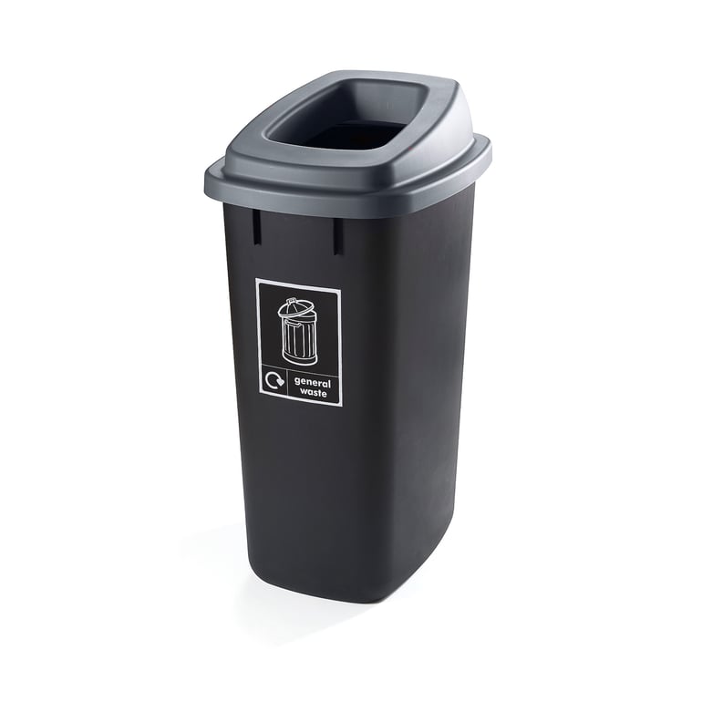 Large recycling bin with open top, 90 L, 850x530x405 mm, grey AJ Products