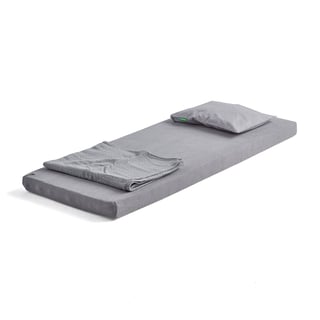 Naptime bedding and mattress set ENKEL, polyester fibre, grey
