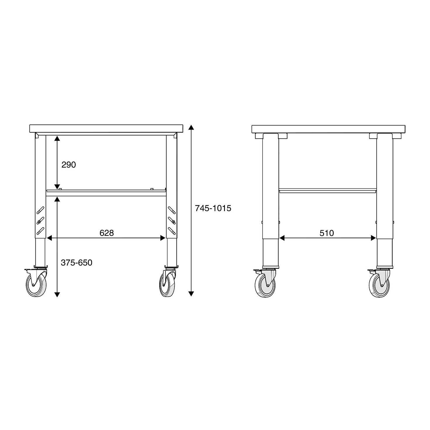 Wheeled table SOLID, 500 kg load, 800x800 mm, grey, oak AJ