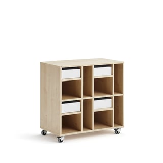Student storage CASPER, 4 drawers, 8 compartments, birch, white