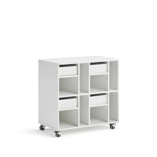 Student storage CASPER, 4 drawers, 8 compartments, white