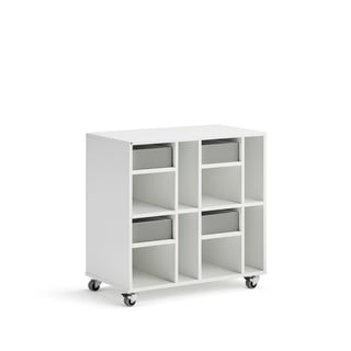 Student storage CASPER, 4 drawers, 8 compartments, white, grey