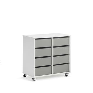 Elevförvaring CASPER, 8 lådor, vit, grå