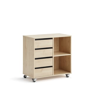 Student storage CASPER, 4 drawers, 2 compartments, birch