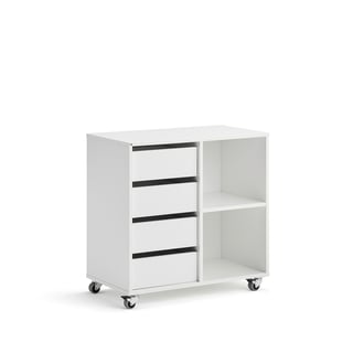 Student storage CASPER, 4 drawers, 2 compartments, white