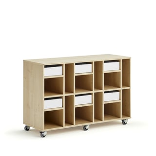 Student storage CASPER, 6 drawers, 12 compartments, birch, white
