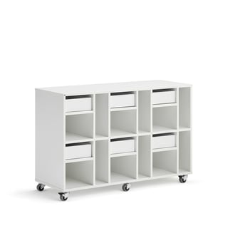 Student storage CASPER, 6 drawers, 12 compartments, white