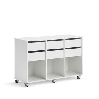 Student storage CASPER, 6 drawers, 3 compartments, white