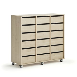 Student storage CASPER, 18 drawers, birch