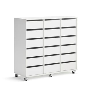 Student storage CASPER, 18 drawers, white