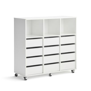 Student storage CASPER, 12 drawers, 3 upper compartments, white