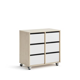 Student storage CASPER, 6 drawers, birch, white