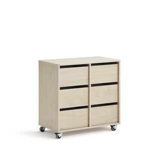 Student storage CASPER, 6 drawers, birch