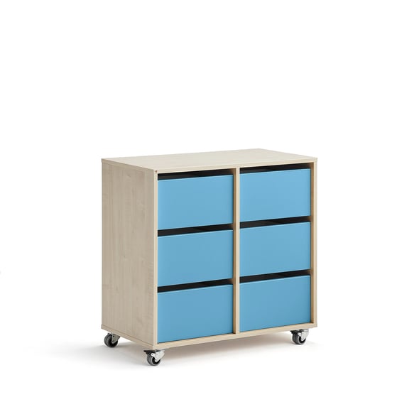 Student storage CASPER, 6 drawers, birch, blue AJ Products