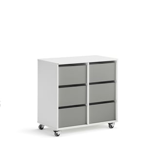 Elevförvaring CASPER, 6 lådor, vit, grå