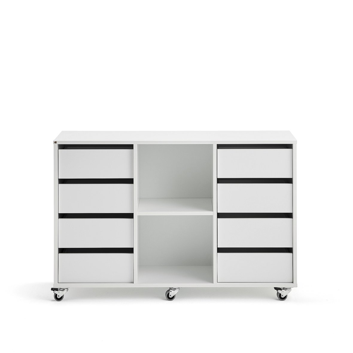 Student storage CASPER, 8 drawers, 2 compartments, white AJ Products