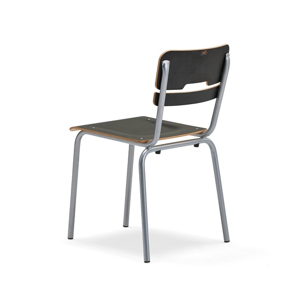 Classroom chair SCIENTIA, wide seat, H 460 mm, silver/black AJ Products