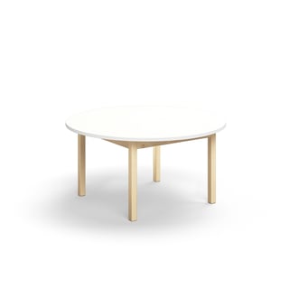 Stół DECIBEL, Ø1200x590 mm, HPL redukujący hałas, biały