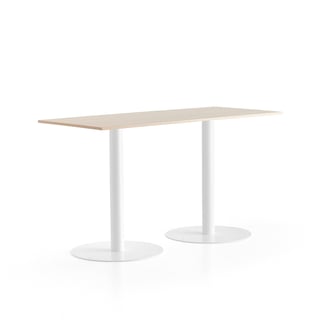 Stół barowy ALVA, 1800x800x1000 mm, biały, brzoza