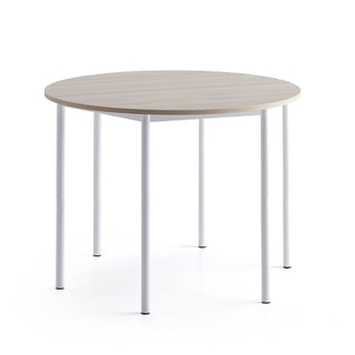 Stôl SONITUS PLUS, Ø1200x900 mm, laminát - jaseň, biela