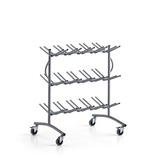 Mobile shoe rack NELLY, 30 pairs, silver
