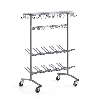 Mobile coat and shoe rack NELLY, silver