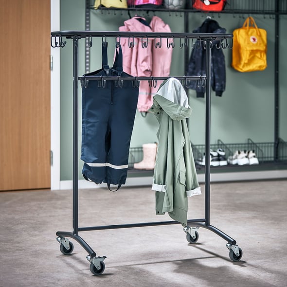 Mobile coat rack NELLY, 46 hooks, black AJ Products