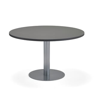 Ēdamistabas galds GATHER, stiprināms pie grīdas, Ø 900x720 mm, sudrabots, antracīta
