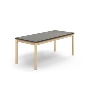 Table DECIBEL, 1800x800x720 mm, dark grey linoleum, birch