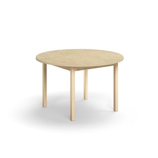 Stůl DECIBEL, Ø1200x720 mm, akustické linoleum, bříza/béžová