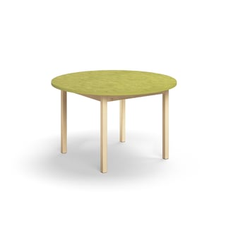 Table DECIBEL, Ø1200x720 mm, lime green linoleum, birch