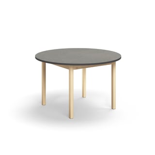 Stół DECIBEL, Ø1200x720 mm, ciemnoszare linoleum, brzoza
