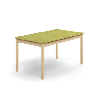 Stół DECIBEL, 1400x800x720 mm, limonkowe linoleum, brzoza
