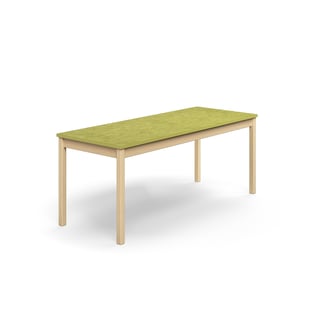 Table DECIBEL, 1800x700x720 mm, green linoleum, birch