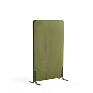 Floor screen ZONE, 1360x800x46 mm, fabric Hush, black legs, forest green