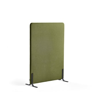 Floor screen ZONE, 1360x1000x46 mm, fabric Hush, black legs, forest green