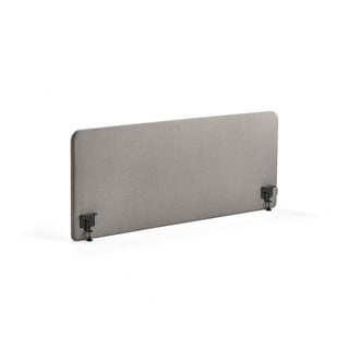Bordskærm ZONE, inkl. sorte beslag, 1600X650x36 mm, stof Rivet, sølvgrå