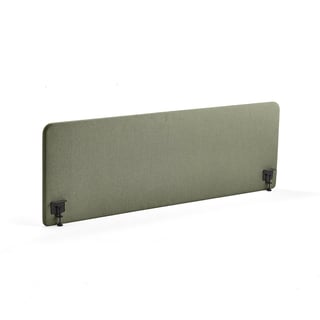 Desk screen ZONE, black brackets, 2000x650x36 mm, fabric Rivet, green blue