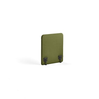 Ścianka biurkowa ZONE, czarne uchwyty, 600x650x36 mm, tkanina Hush, zielony