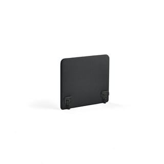 Bordskjerm ZONE, svarte beslag, B800 H650 T30 mm, stoff Hush, mørk grå