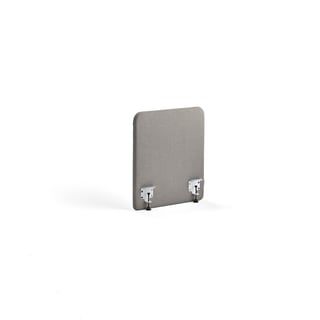 Bordskjerm ZONE, hvite beslag, B600 H650 T30 mm, stoff Rivet, sølvgrå