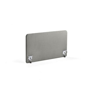Bordskærm ZONE, inkl. hvide beslag, 1200X650x36 mm, stof Rivet, sølvgrå