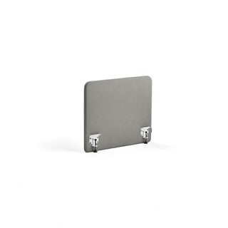 Bordskjerm ZONE, hvite beslag, B800 H650 T30 mm, stoff Hush, lys grå